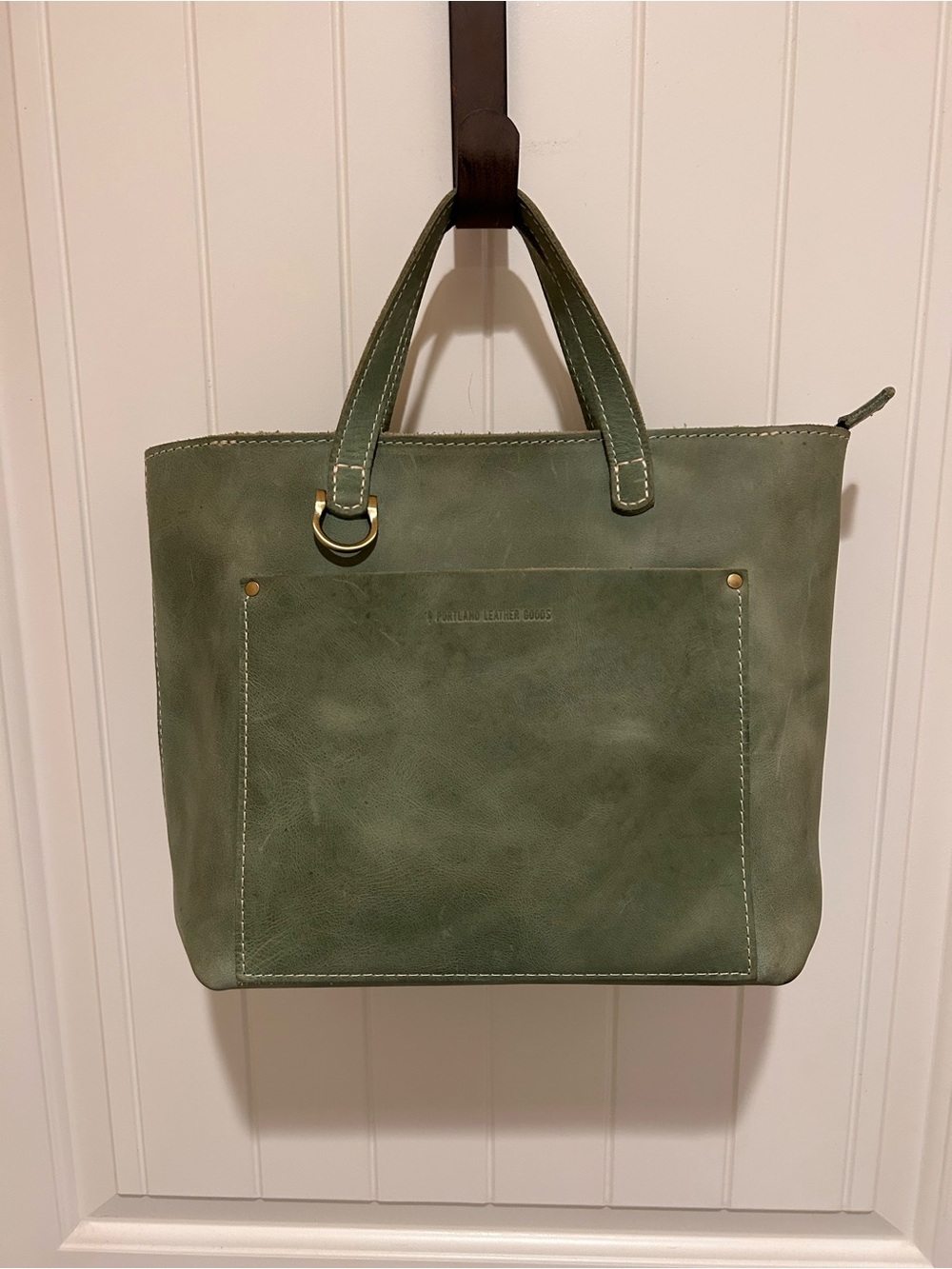 Well-loved Portland Leather Medium Zipper Crossbody in Cucumber